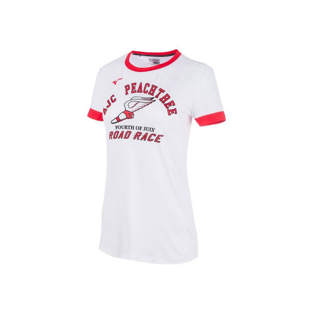 Camisetas Mizuno Printable Short Sleeve Para Mujer Blancos 2410368-TA